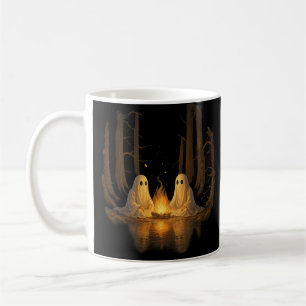 Spooky Ghost Campfire Night Forest Art - Halloween Coffee Mug