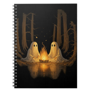 Spooky Ghost Campfire Night Forest Art - Halloween Notebook