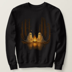 Spooky Ghost Campfire Night Forest Art - Halloween Sweatshirt