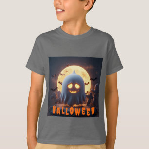 Spooky Ghost Cartoon With Bats T-Shirt