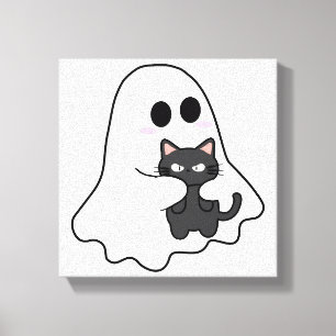 Spooky Ghost Cat Halloween Canvas Print
