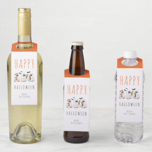 Spooky Ghost Cocktails Cute Adult Happy Halloween Bottle Tag
