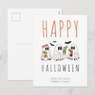 Spooky Ghost Cocktails Funny Adult Happy Halloween Holiday Postcard