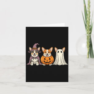 Spooky Ghost Corgi Pumpkin Halloween Dog Lover Card