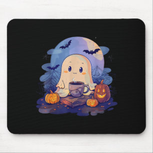 Spooky Ghost Costume Coffee Pumpkin Spider Web Mouse Mat