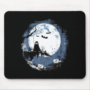 Spooky Ghost Costume Halloween Pumpkin Lantern Mouse Mat