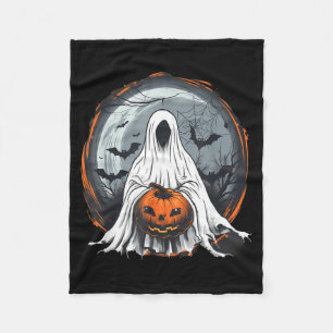 Spooky Ghost Costume Pumpkin Bats Spider Web Fleece Blanket