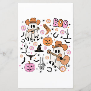 Spooky Ghost Cowboy Cute Halloween Boo Western Ret