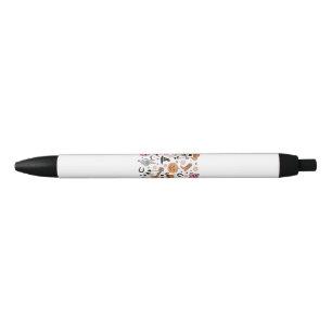 Spooky Ghost Cowboy Cute Halloween Boo Western Ret Black Ink Pen