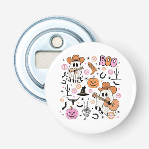Spooky Ghost Cowboy Cute Halloween Boo Western Ret Bottle Opener