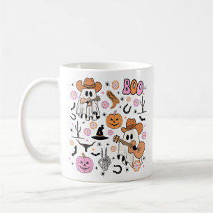 Spooky Ghost Cowboy Cute Halloween Boo Western Ret Coffee Mug