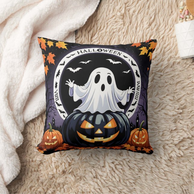 Spooky ghost decoration on a Halloween night Cushion (Blanket)