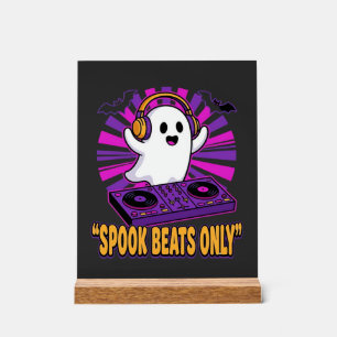 Spooky Ghost DJ Halloween Beats Design_1 Acrylic Sign