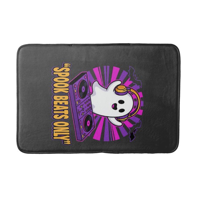 Spooky Ghost DJ Halloween Beats Design_1 Bath Mat (Front)