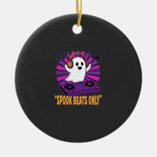 Spooky Ghost DJ Halloween Beats Design_1 Ceramic Tree Decoration