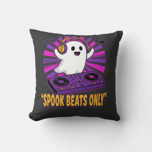 Spooky Ghost DJ Halloween Beats Design_1 Cushion