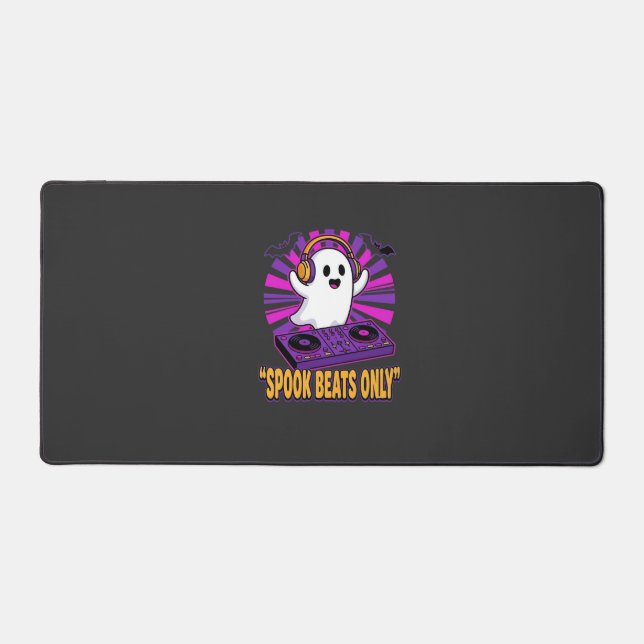 Spooky Ghost DJ Halloween Beats Design_1 Desk Mat (Front)