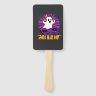 Spooky Ghost DJ Halloween Beats Design_1 Hand Fan