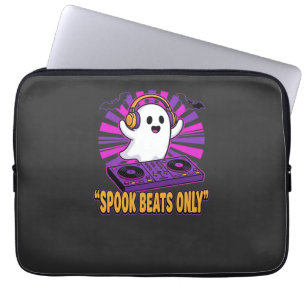 Spooky Ghost DJ Halloween Beats Design_1 Laptop Sleeve