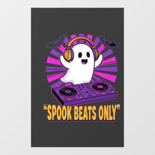 Spooky Ghost DJ Halloween Beats Design_1 Window Cling