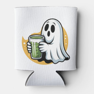 Spooky Ghost Drinking Matcha Halloween  Can Cooler