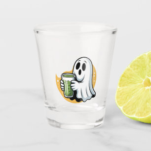 Spooky Ghost Drinking Matcha Halloween  Shot Glass