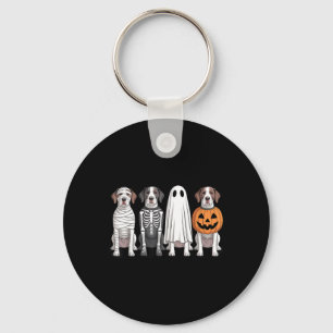 Spooky Ghost English Pointer Pumpkin Halloween Dog Key Ring