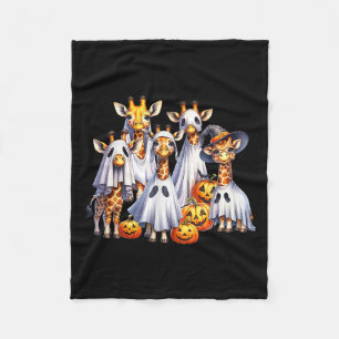 Spooky Ghost Giraffe Halloween Funny African Anima Fleece Blanket