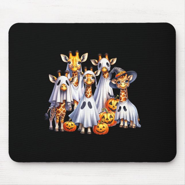 Spooky Ghost Giraffe Halloween Funny African Anima Mouse Mat (Front)