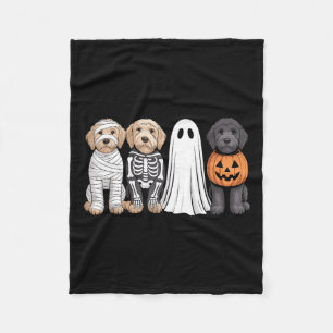Spooky Ghost Goldendoodle Pumpkin Halloween Dog Fleece Blanket