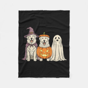 Spooky Ghost Great Pyrenees Pumpkin Halloween Dog Fleece Blanket