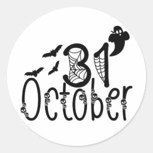 Spooky Ghost Halloween 31 October Classic Round Sticker