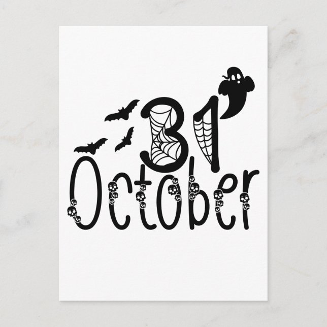 Spooky Ghost Halloween 31 October Postcard (Front)