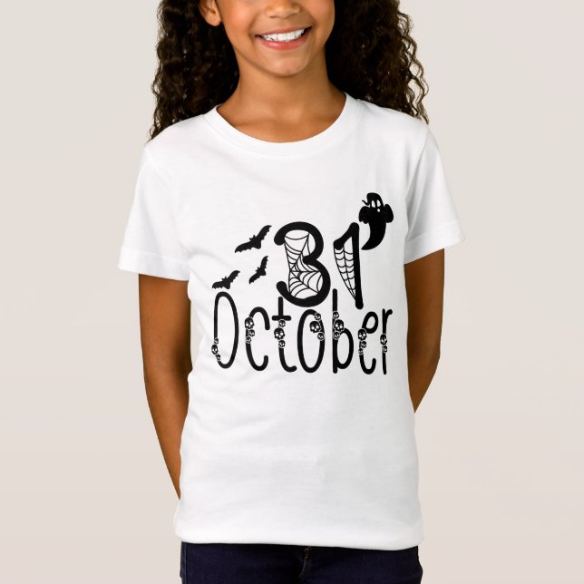 Spooky Ghost Halloween 31 October T-Shirt (Front)