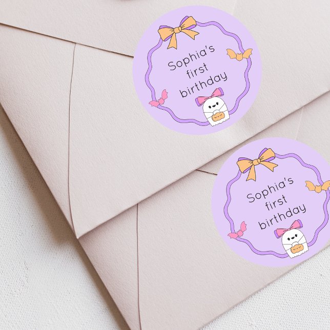 Spooky Ghost Halloween Birthday Classic Round Sticker (Creator Uploaded)