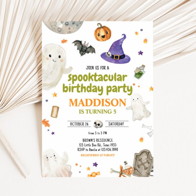 Spooky Ghost Halloween Birthday Party Invitation (Ghost Spooky Halloween Baby Shower Invitation )
