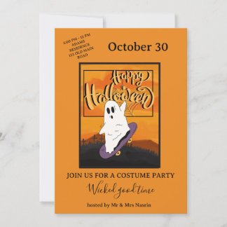 Spooky Ghost Halloween Costume Party Invitation