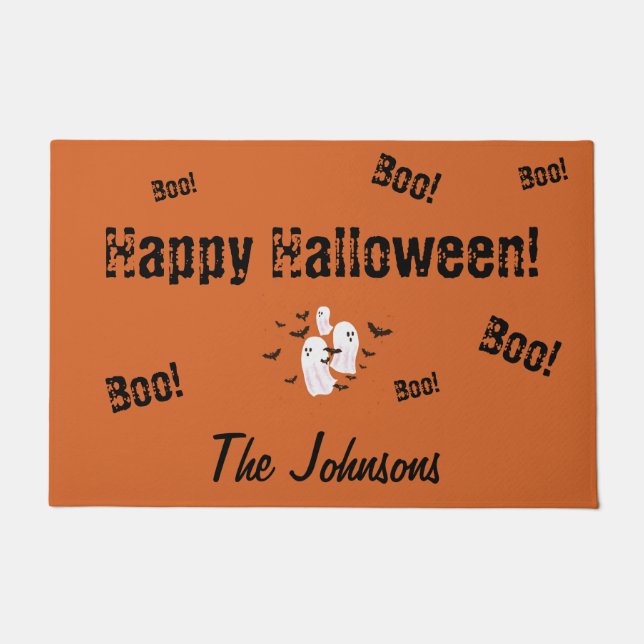 Spooky Ghost Halloween Decor Doormat (Front)