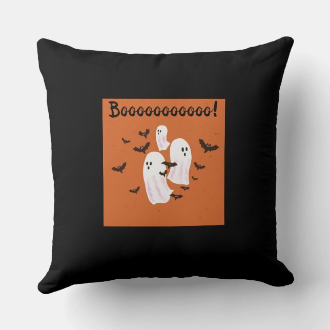 Spooky Ghost Halloween Decor Pillow (Back)