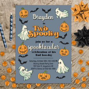 Spooky Ghost Halloween Fall Second Birthday Invitation
