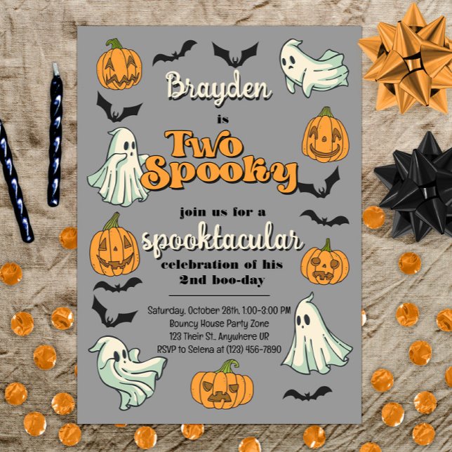 Spooky Ghost Halloween Fall Second Birthday Invitation (Creator Uploaded)