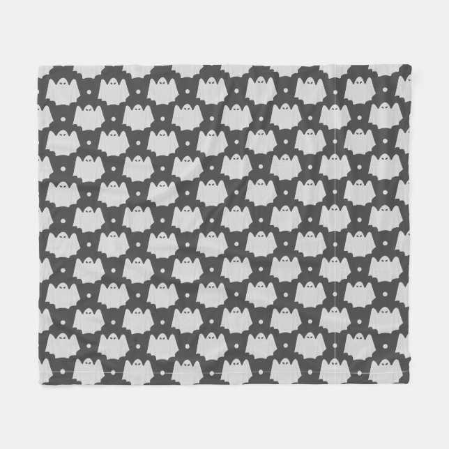 Spooky Ghost Halloween Fleece Blanket (Front (Horizontal))