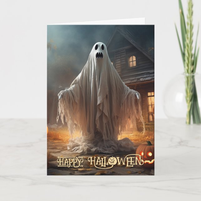 Spooky Ghost Halloween Holiday Card (Front)
