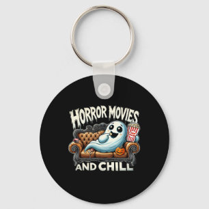 Spooky Ghost Halloween Horror Movies And Chill Mov Key Ring