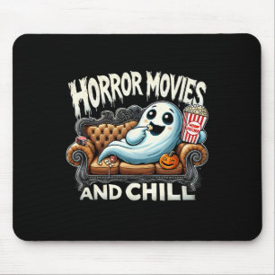 Spooky Ghost Halloween Horror Movies And Chill Mov Mouse Mat