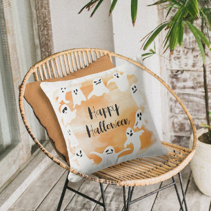Spooky ghost Halloween party watercolor Cushion