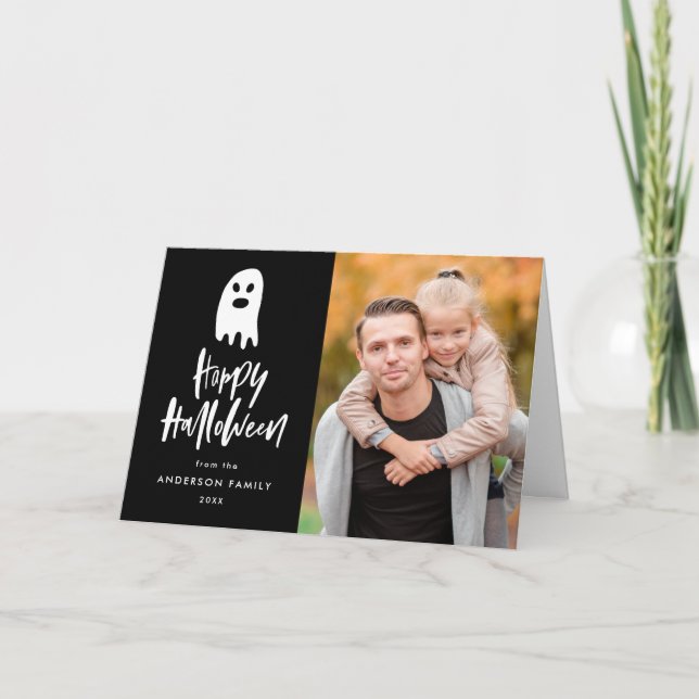 Spooky Ghost | Halloween Photo Greeting Card (Front)
