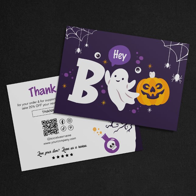 Spooky Ghost Halloween Small Business Thank You Card (Creator Uploaded)