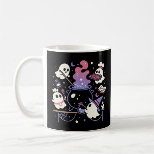 Spooky Ghost Halloween Witch Cauldron Coffee Mug