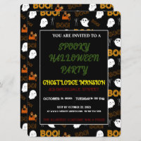 SPOOKY GHOST HAPPY HALLOWEEN PARTY INVITATION